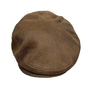 Brown Faux Leather Cabbie Newsboy‎ Gatsby Hat Men's Lined Size 2XL
